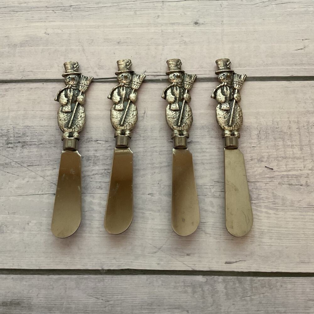 Ganz Snowman Butter Appetizer Cheese‎ Spreader Knife Set Of 4 Christmas Winter